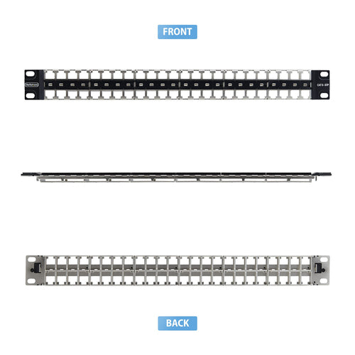 StarTech.com 48 Port 1U Blank Keystone Patch Panel, Rackmount Cat6 Patch Panel for RJ45 STP Ethernet Network Jacks