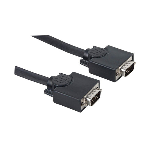 Manhattan VGA Monitor Cable, 15m, Black, Male to Male, HD15, Cable of higher SVGA Specification (fully compatible), Fully Shielded, Lifetime Warranty, Polybag