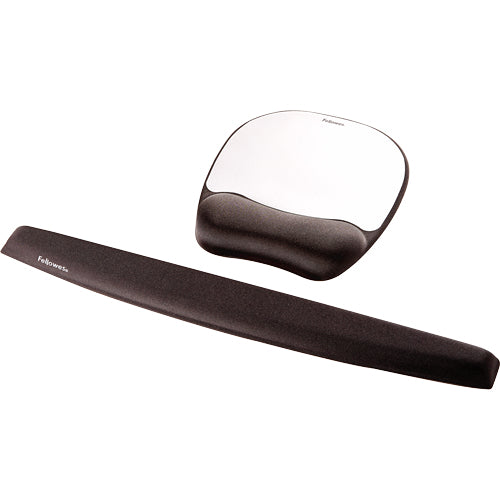 Fellowes Mouse Mat Wrist Support - Memory Foam Mouse Pad with Soft Foam Pillow - Ergonomic Mouse Mat for Computer, Laptop, Home Office Use - Compatible with Laser and Optical Mice - Silver