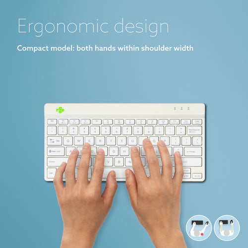 R-Go Tools Ergonomic keyboard R-Go Compact Break, compact keyboard with break software, QWERTY (US), Bluetooth, white