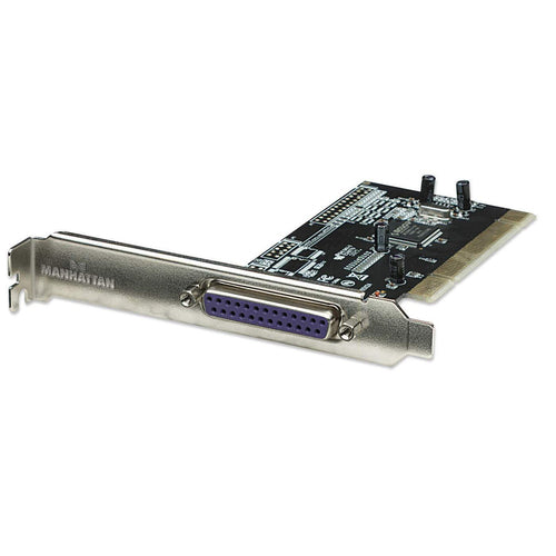 Manhattan PCI Card, 1x Parallel DB25 Port, 1.5 Mbps, low profile bracket included, Supports EPP/ECP/SPP modes and PCI IRQ sharing, Box