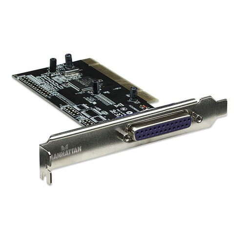 Manhattan PCI Card, 1x Parallel DB25 Port, 1.5 Mbps, low profile bracket included, Supports EPP/ECP/SPP modes and PCI IRQ sharing, Box