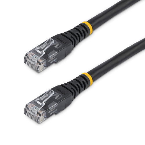 StarTech.com 100ft CAT6 Ethernet Cable - Black CAT 6 Gigabit Ethernet Wire -250MHz 100W PoE RJ45 UTP Molded Network/Patch Cord w/Strain Relief/ Individually Tested