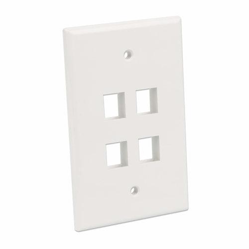Intellinet 4-Outlet Oversized Keystone Wall Plate, Ivory