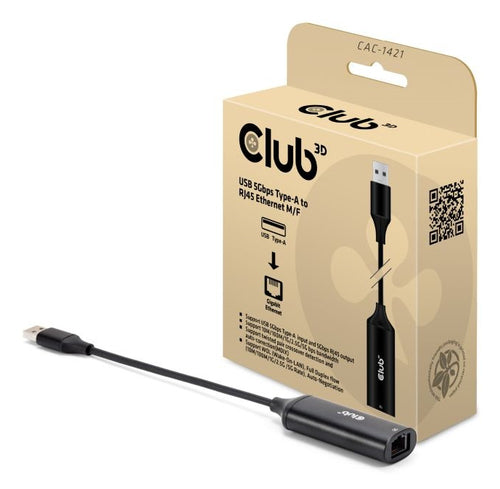 CLUB3D CAC-1421 cable gender changer USB Type-A RJ45 Black