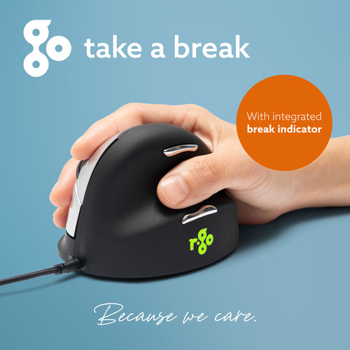 R-Go Tools Ergonomic mouse R-Go HE Break with break software, large (hand size ≥ 185 mm), right-handed, Wired, black