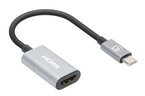 Manhattan USB-C to HDMI Cable, 4K@60Hz, 5 Gbps (USB 3.2 Gen1 aka USB 3.0), 11cm, Male to Male, Black/Silver, Three Year Warranty