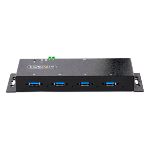 StarTech.com 4-Port Industrial USB 3.0 Hub with ESD Protection~4-Port USB 3.0 Hub - 5Gbps - Metal Industrial USB-A Hub - Wall or Desk Mountable USB Data Hub - TAA Compliant USB Expander Hub