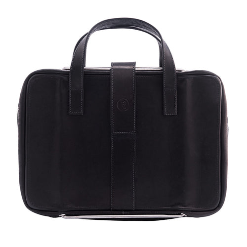 R-Go Tools Laptop bag R-Go Viva, full-grain leather, with integrated laptop stand, shoulder strap, 15.6-inch, black