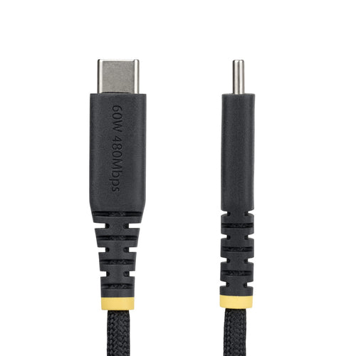 StarTech.com 6in (15cm) USB-C Charging Cable, 60W (3A) PD, Dual-Layer Braided Nylon/TPE Jacket, Rugged USB C Charging Cord, USB 2.0 Laptop Charger Cable