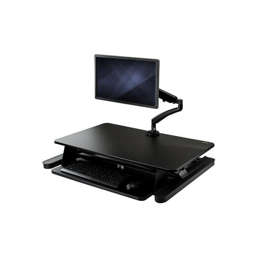 StarTech.com Sit-Stand Desk Converter with Monitor Arm - 35” Wide Work Surface - For up to 26" Monitor