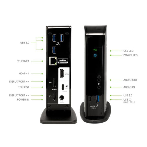 Plugable Technologies UD-ULTC4K laptop dock/port replicator Docking USB 3.2 Gen 1 (3.1 Gen 1) Type-C Black