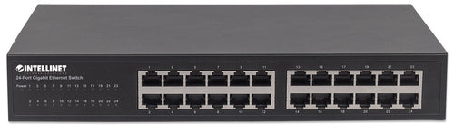 Intellinet 24-Port Gigabit Ethernet Switch, 24 x 10/100/1000 Mbit/s RJ45-Ports, IEEE 802.3az (Energy Efficient Ethernet), Desktop, 19" Rackmount, Metal