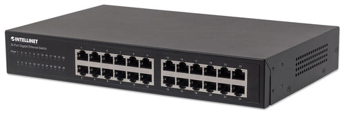 Intellinet 24-Port Gigabit Ethernet Switch, 24 x 10/100/1000 Mbit/s RJ45-Ports, IEEE 802.3az (Energy Efficient Ethernet), Desktop, 19" Rackmount, Metal
