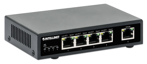 Intellinet 5-Port Gigabit Ethernet PoE+ Switch, Four PSE PoE Ports, IEEE 802.3at/af (PoE+/PoE) Compliant, PoE Power Budget up to 62 W, Desktop Format