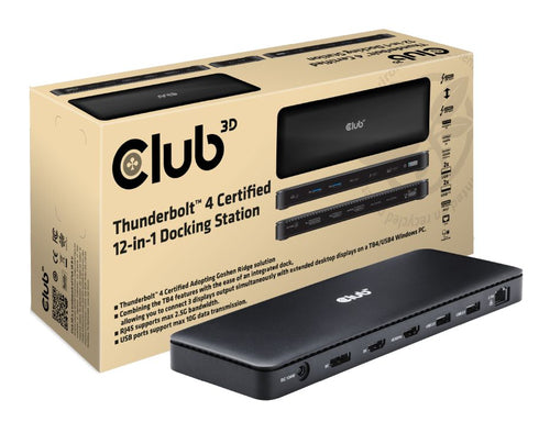 CLUB3D Thunderbolt 4 Certified 11-in-1 mobile device dock station Universal Black