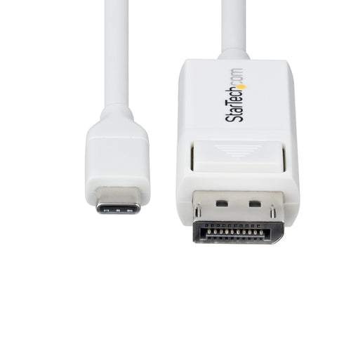StarTech.com 6ft (2m) USB-C to DisplayPort 1.2 Cable, Bidirectional, 4K 60Hz, White Video Adapter Cord for Apple MacBook Pro / Air M1 M2 M3 M4, Mac Mini / Studio, Thunderbolt Compatible