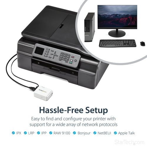 StarTech.com 1 Port USB Wireless N Network Print Server with 10/100 Mbps Ethernet Port - 802.11 b/g/n