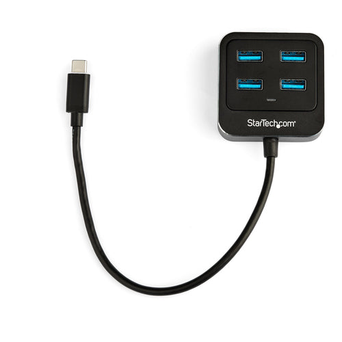 StarTech.com 4-Port USB C Hub - USB-C to 4x USB-A Ports - SuperSpeed 10Gbps USB 3.2 Gen 2 Type-C Hub - USB Bus Powered - Portable/Compact USB-C to USB Adapter Hub for Laptop - Aluminum