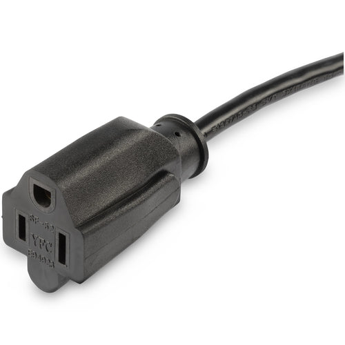 StarTech.com 1.5ft (45cm) Power Extension Cord, Flat NEMA 5-15P to NEMA 5-15R, 10A 125V, 18AWG, Black Computer Power Extension Cord, Flat Plug Extension Cord, AC Outlet Extension Cable, UL Listed