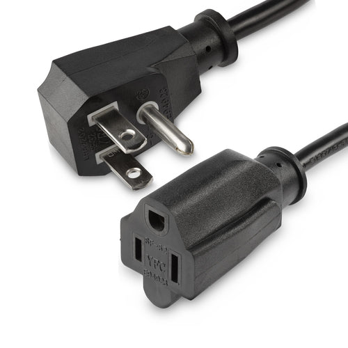 StarTech.com 1.5ft (45cm) Power Extension Cord, Flat NEMA 5-15P to NEMA 5-15R, 10A 125V, 18AWG, Black Computer Power Extension Cord, Flat Plug Extension Cord, AC Outlet Extension Cable, UL Listed
