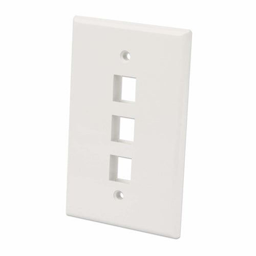 Intellinet 3-Outlet Oversized Keystone Wall Plate, Ivory