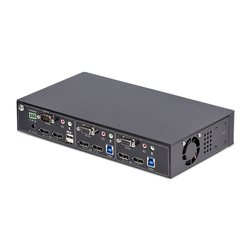 StarTech.com 2-Port Dual-Monitor DisplayPort KVM Switch, RS232 Serial Control, 4K 60Hz, 2x USB 5Gbps Hub Ports, 2x USB 2.0 HID Ports, Hotkey/Pushbutton Switching, TAA Compliant - Includes 2x DP and USB Host Cables