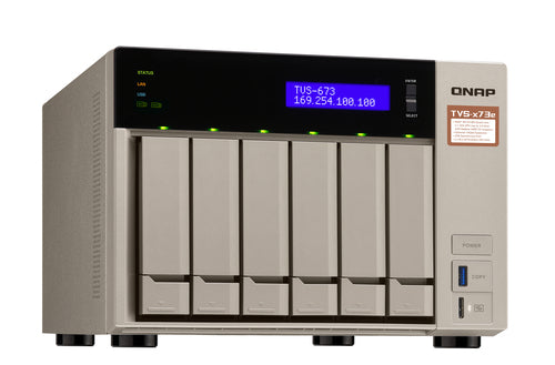 QNAP TVS-673e NAS Tower AMD Embedded R-Series SoC RX-421BD 4 GB DDR4 0 TB QNAP Turbo System Gold