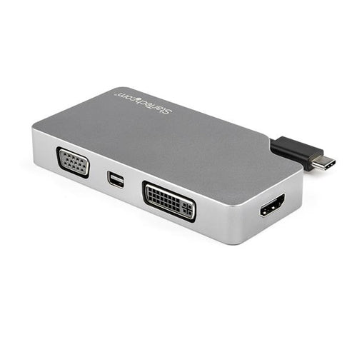 StarTech.com USB C Multiport Video Adapter with HDMI, VGA, Mini DisplayPort or DVI - USB Type C Monitor Adapter to HDMI 1.4 or mDP 1.2 (4K) - VGA or DVI (1080p) - Space Gray Aluminum
