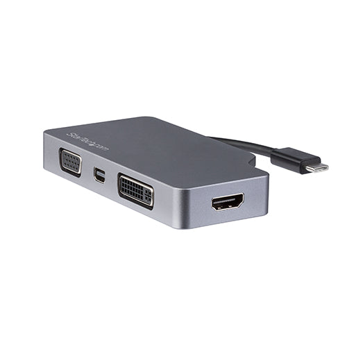 StarTech.com USB C Multiport Video Adapter with HDMI, VGA, Mini DisplayPort or DVI - USB Type C Monitor Adapter to HDMI 1.4 or mDP 1.2 (4K) - VGA or DVI (1080p) - Space Gray Aluminum