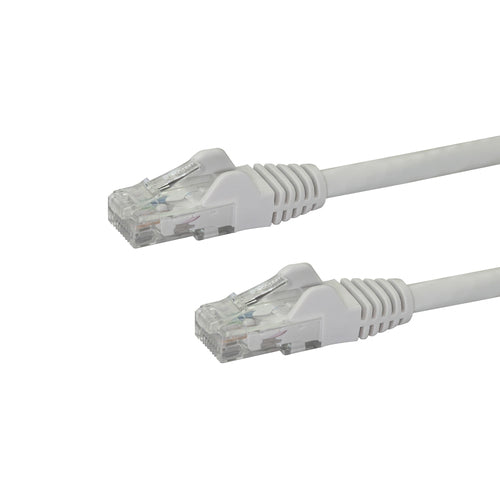 StarTech.com 15ft CAT6 Ethernet Cable - White CAT 6 Gigabit Ethernet Wire -250MHz 100W PoE RJ45 UTP Network/Patch Cord Snagless w/Strain Relief Individually Tested