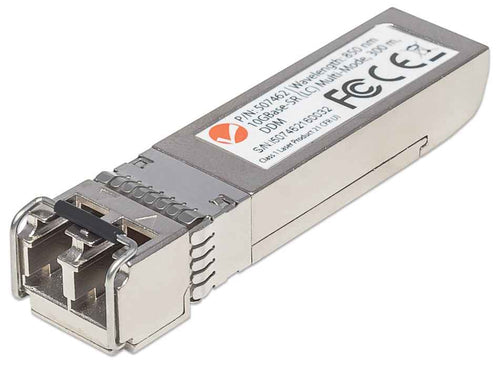 Intellinet Transceiver Module Optical, 10 Gigabit Fiber SFP+, 10GBase-SR (LC) Multi-Mode Port, 300m, Wavelength 850nm, MSA Compliant, Equivalent to Cisco SFP-10G-SR, Ethernet, Fibre, Three Year Warranty