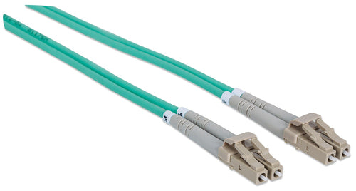 Intellinet Fiber Optic Patch Cable, OM3, LC/LC, 5m, Aqua, Duplex, Multimode, 50/125 µm, LSZH, Fibre, Lifetime Warranty