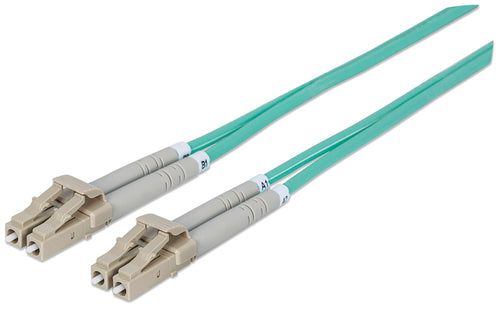 Intellinet Fiber Optic Patch Cable, OM3, LC/LC, 2m, Aqua, Duplex, Multimode, 50/125 µm, LSZH, Fibre, Lifetime Warranty