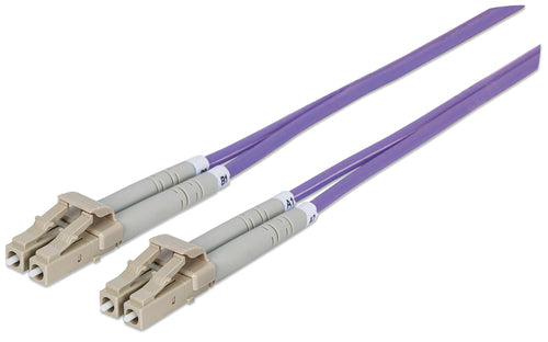 Intellinet Fiber Optic Patch Cable, OM4, LC/LC, 20m, Violet, Duplex, Multimode, 50/125 µm, LSZH, Fibre, Lifetime Warranty, Polybag