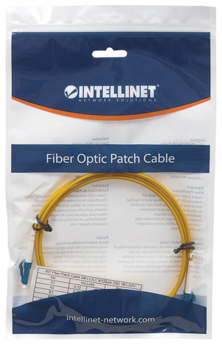 Intellinet Fiber Optic Patch Cable, OS2, LC/LC, 5m, Yellow, Duplex, Single-Mode, 9/125 µm, LSZH, Fibre, Lifetime Warranty