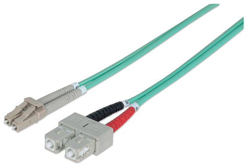 Intellinet Fiber Optic Patch Cable, OM3, LC/SC, 2m, Aqua, Duplex, Multimode, 50/125 µm, LSZH, Fibre, Lifetime Warranty