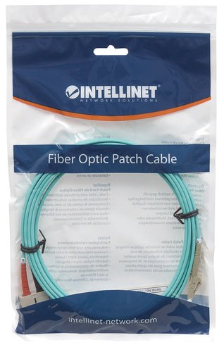 Intellinet Fiber Optic Patch Cable, OM3, LC/SC, 3m, Aqua, Duplex, Multimode, 50/125 µm, LSZH, Fibre, Lifetime Warranty