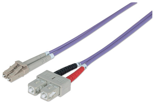 Intellinet Fiber Optic Patch Cable, OM4, LC/SC, 3m, Violet, Duplex, Multimode, 50/125 µm, LSZH, Fibre, Lifetime Warranty
