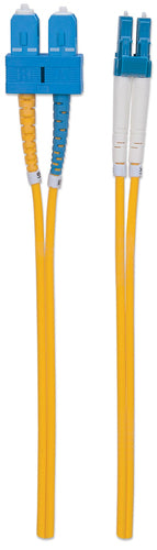 Intellinet Fiber Optic Patch Cable, OS2, LC/SC, 1m, Yellow, Duplex, Single-Mode, 9/125 µm, LSZH, Fibre, Lifetime Warranty