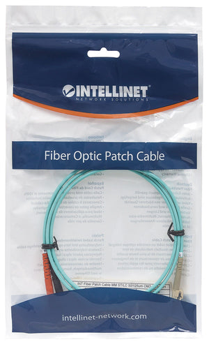 Intellinet Fiber Optic Patch Cable, OM3, ST/LC, 3m, Aqua, Duplex, Multimode, 50/125 µm, LSZH, Fibre, Lifetime Warranty