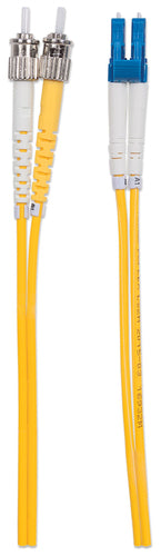 Intellinet Fiber Optic Patch Cable, OS2, LC/ST, 5m, Yellow, Duplex, Single-Mode, 9/125 µm, LSZH, Fibre, Lifetime Warranty