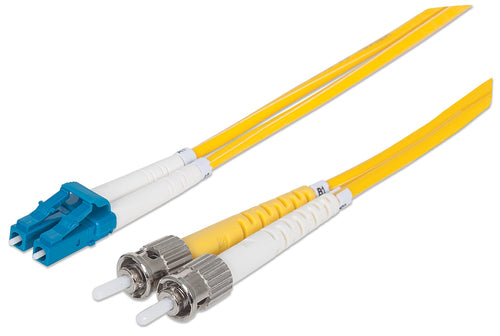 Intellinet Fiber Optic Patch Cable, OS2, LC/ST, 5m, Yellow, Duplex, Single-Mode, 9/125 µm, LSZH, Fibre, Lifetime Warranty