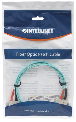 Intellinet Fiber Optic Patch Cable, OM3, SC/SC, 1m, Aqua, Duplex, Multimode, 50/125 µm, LSZH, Fibre, Lifetime Warranty