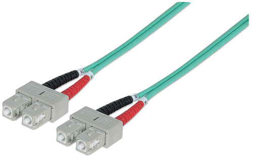 Intellinet Fiber Optic Patch Cable, OM3, SC/SC, 3m, Aqua, Duplex, Multimode, 50/125 µm, LSZH, Fibre, Lifetime Warranty