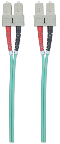 Intellinet Fiber Optic Patch Cable, OM3, SC/SC, 2m, Aqua, Duplex, Multimode, 50/125 µm, LSZH, Fibre, Lifetime Warranty