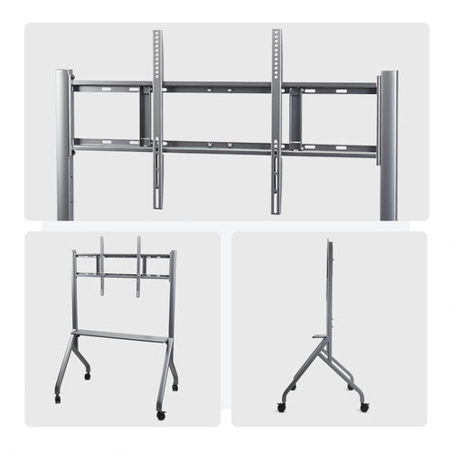 StarTech.com Easel-Style TV Cart for up to 100-inch and 220lb / 100kg Displays, Height Adjustable Rolling / Mobile Stand, 3" Lockable Wheels for Easy Transport