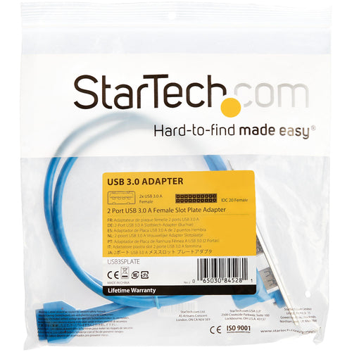 StarTech.com 2 Port USB 3.0 A Female Slot Plate Adapter