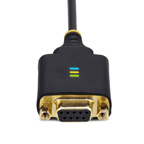 StarTech.com 1ft (30cm) USB to Null Modem Serial Adapter Cable, COM Retention, FTDI, USB-A to DB9 RS232, Interchangeable DB9 Nuts/Screws, Windows/macOS/Linux