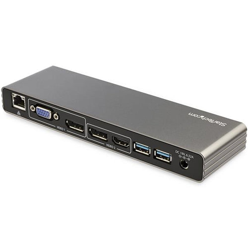 StarTech.com Thunderbolt 3 Dock - Dual 4K 60Hz Monitor TB3 Laptop Docking Station with DisplayPort, HDMI & 1080p VGA - 85W Power Delivery & Charging - 2x USB-A, Ethernet - Mac & Windows - TAA